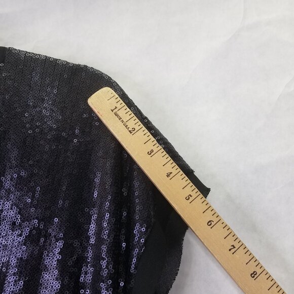 Banana Republic BR Sequined Sheath Dress 6 Matte Black Crossover Surplice Mini - Picture 14 of 14